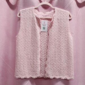Pink Crochet Knit Vest Sz S/M